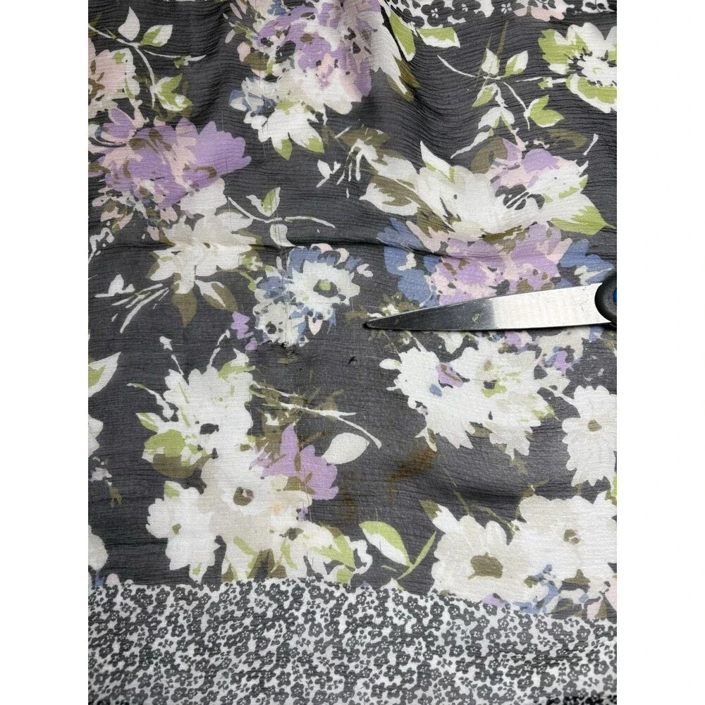 J. Jill 100% Silk Floral Women's Scarf Black Purple 20x64 - Picture 7 of 7